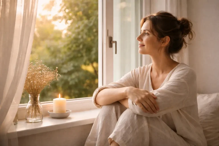 Espace énergétique chargé et lourd se transformant en lumière après un nettoyage énergétique libérateur post-rupture